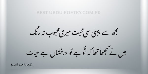 مجھ سے پہلی سی محبت میری محبوب نہ مانگ
میں نے سمجھا تھا کہ تُو ہے تو درخشاں ہے حیات