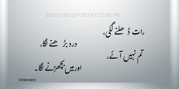 رات ڈھلنے لگی،
درد بڑھنے لگا،
تم نہیں آئے،
اور میں بچھڑنے لگا۔