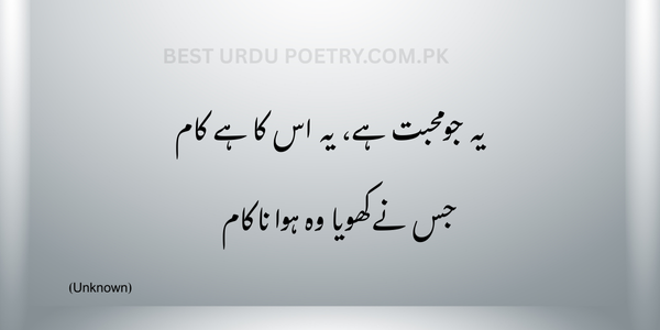 یہ جو محبت ہے، یہ اس کا ہے کام
جس نے کھویا وہ ہوا ناکام
