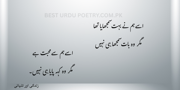اسے ہم نے بہت سمجھایا تھا،
مگر وہ بات سمجھا ہی نہیں،
اسے ہم سے محبت ہے،
مگر وہ کہہ پایا ہی نہیں۔